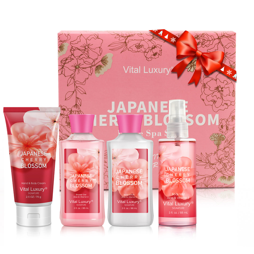 Bath and Body Gift Set, Japanese Cherry Blossom Spa Set-4PCS