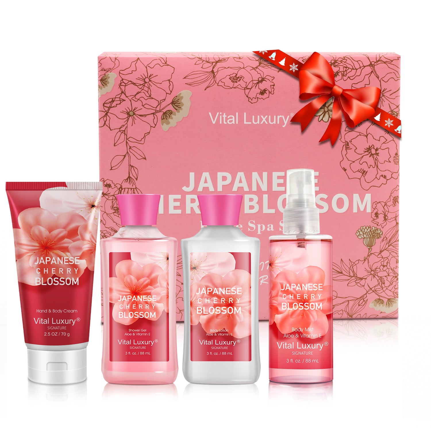 Bath and Body Gift Set, Japanese Cherry Blossom Spa Set-4PCS