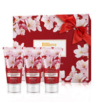 BBlove hand cream set with cherry blossom design on a white background