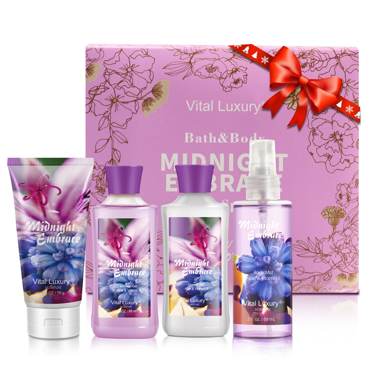 Bath and Body Gift Set, Midnight Embrace Spa Set-4PCS