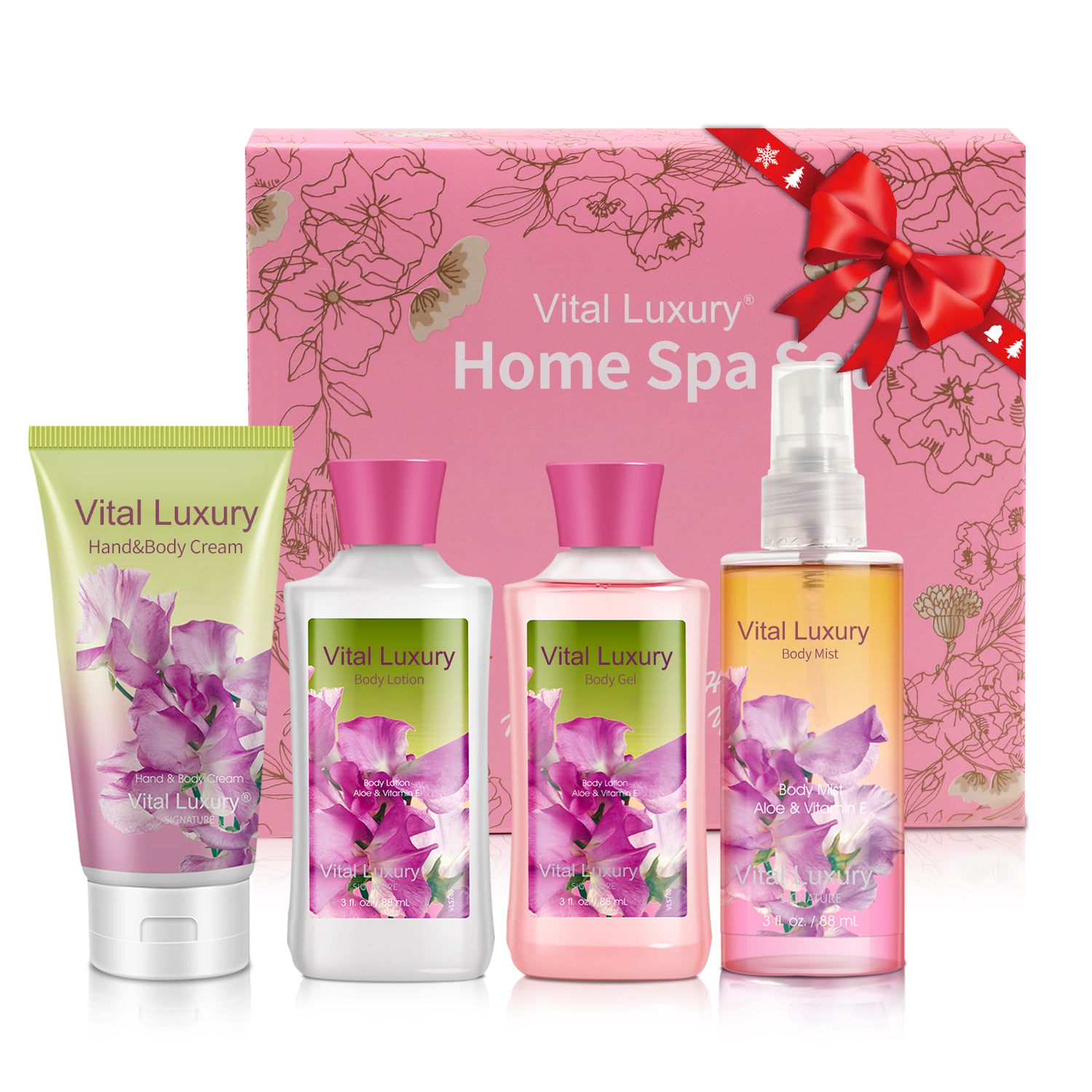 Bath and Body Gift Set, Pea Flower Spa Set-4PCS