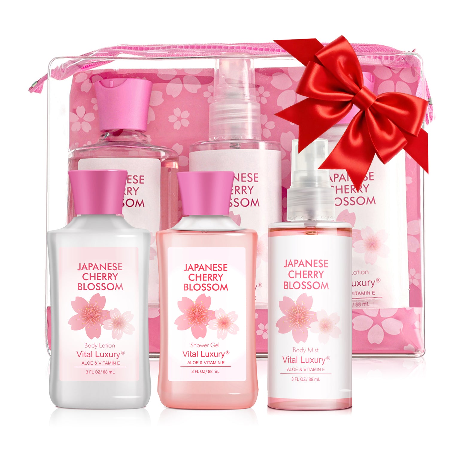 Bath and Body Gift Set, Japanese Cherry Blossom Spa Set-3PCS