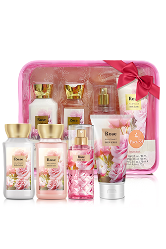 Bath and Body Gift Set, Rose Spa Set-4PCS
