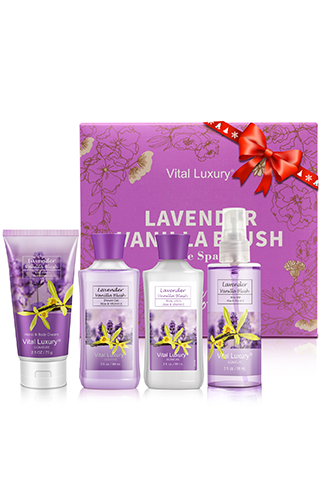 Bath and Body Gift Set, Lavender Vanilla Blush Spa Set-4PCS