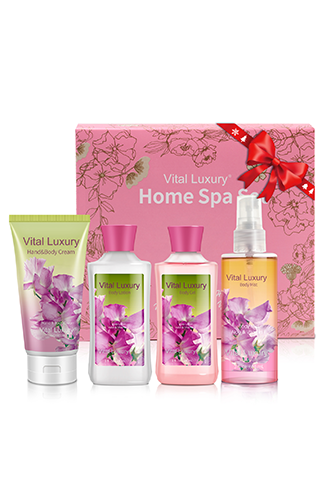 Bath and Body Gift Set, Pea Flower Spa Set-4PCS
