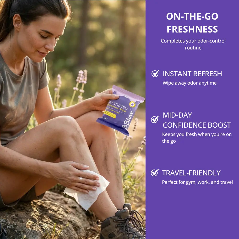 Acidified body wipes for an instant refresh