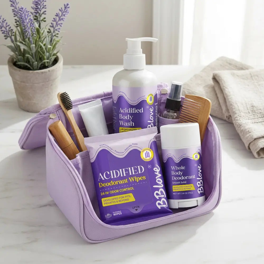 Acidified deodorant travel kit