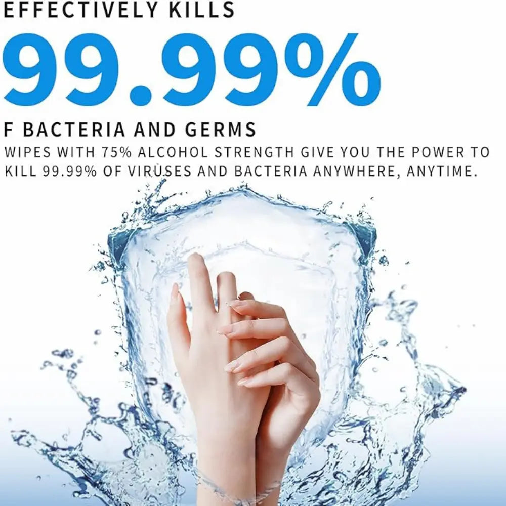 picture of hands with splashed water shaped in shield with a text showing 99.99% efficiency
