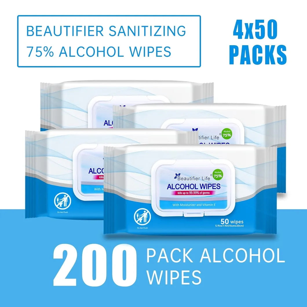 75% Alcohol Hand Sanitizing Wipes - Aloe & Vitamin E, 200 Count