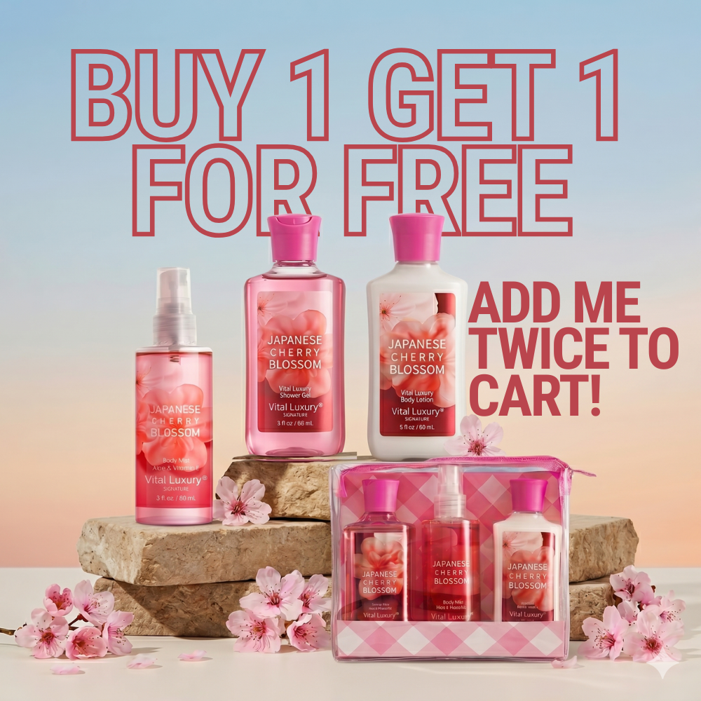 Bath and Body Japanese Cherry Blossom Travel Set 3pcs - Body Lotion, Shower Gel and Fragrance Mist