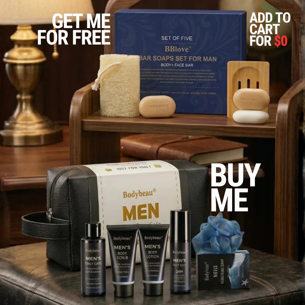BBlove Men's Bath and Body Spa Gift Set - 7-Piece Kit