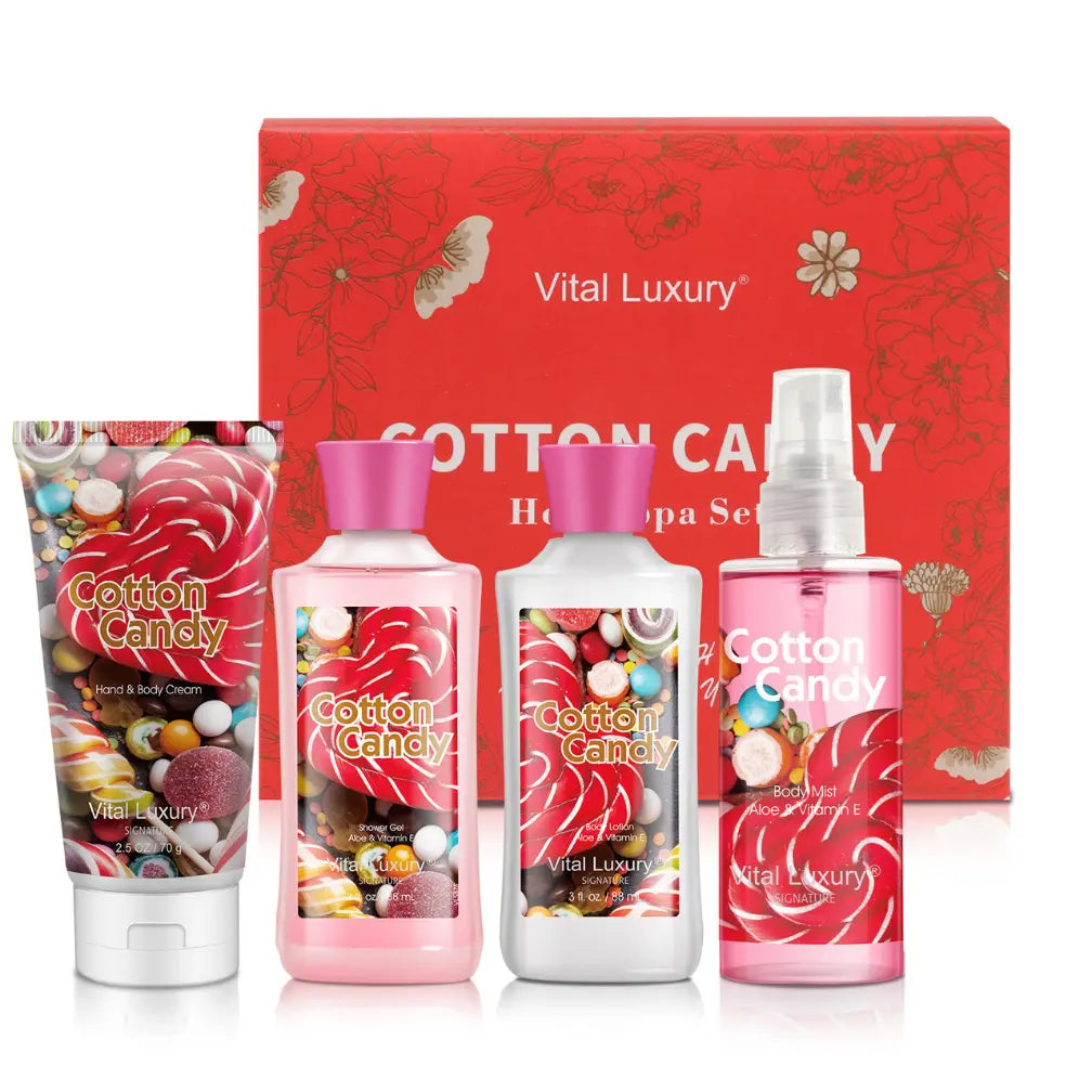 Cotton Candy 4-Piece Bath & Body Gift Set – Travel-Size Spa Kit