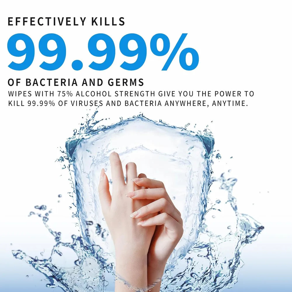 75% Alcohol Hand Sanitizing Wipes – Individually Wrapped with Aloe & Vitamin E