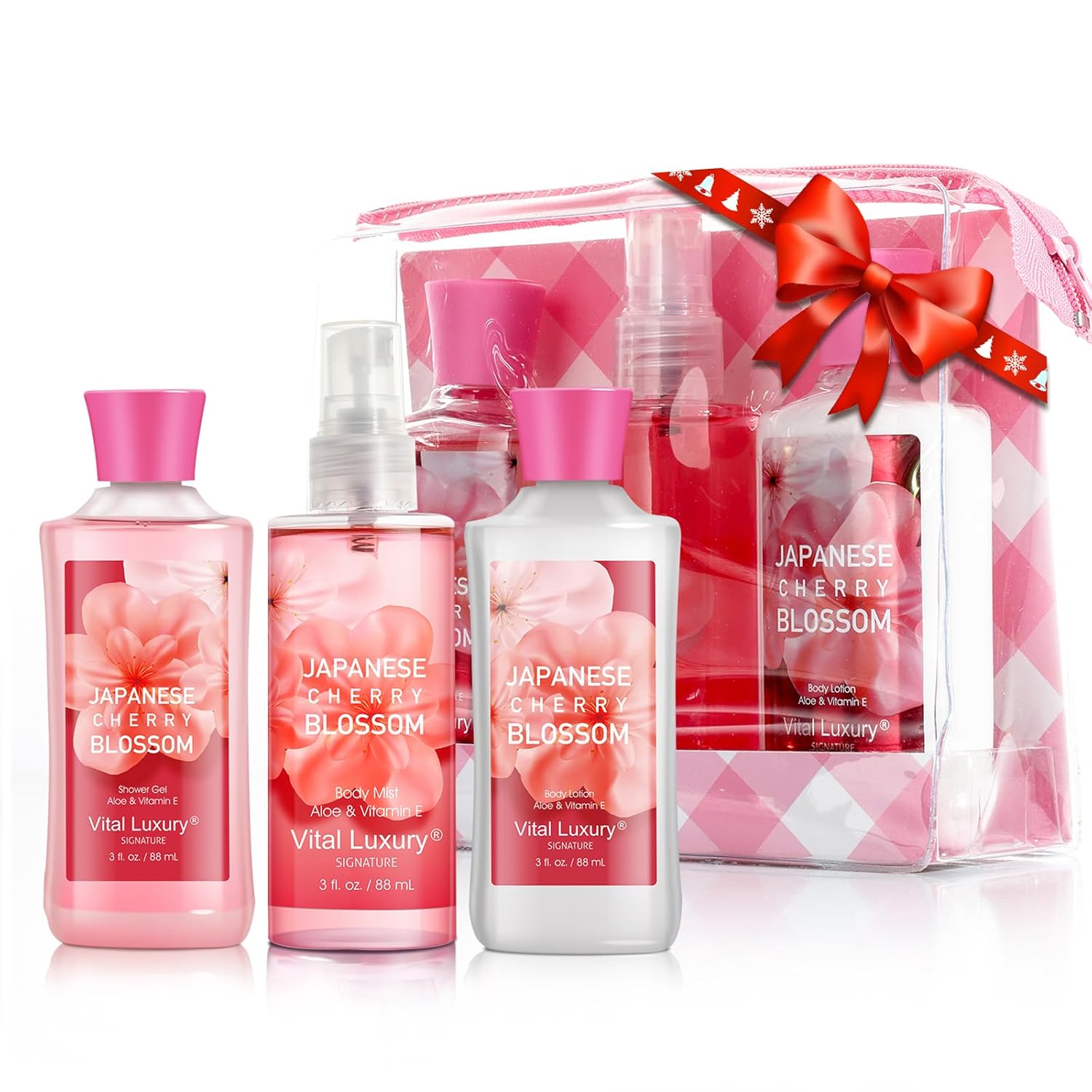 Bath and Body Japanese Cherry Blossom Travel Set 3pcs - Body Lotion, Shower Gel and Fragrance Mist