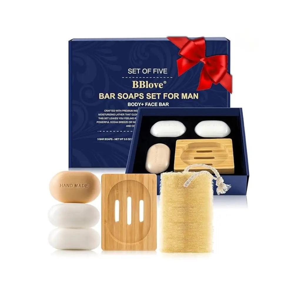 Men's Luxury Gift Box: 3 Moisturizing Handmade Bar Soaps (Vanilla & Ocean Scented)