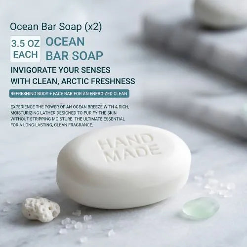 Men's Luxury Gift Box: 3 Moisturizing Handmade Bar Soaps (Vanilla & Ocean Scented)
