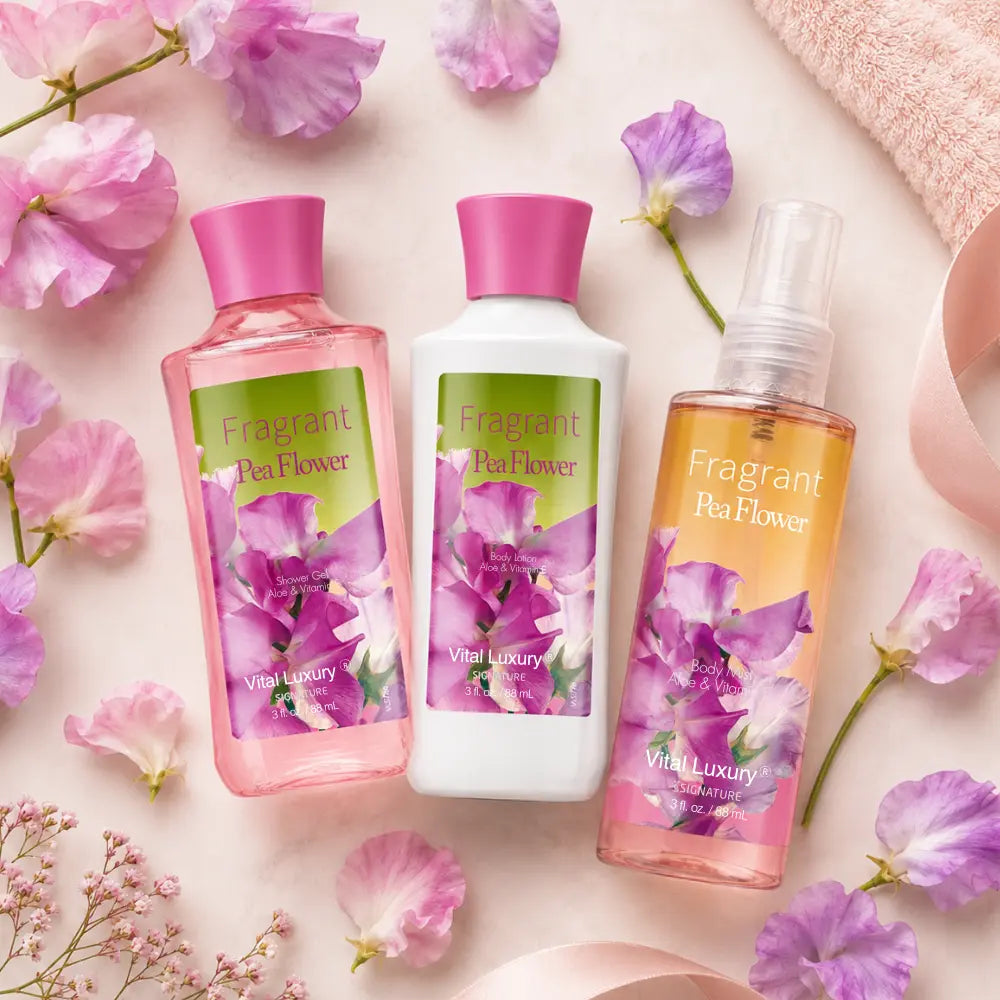 Pea Flower Bath & Body Gift Set – Travel-Size Spa Set