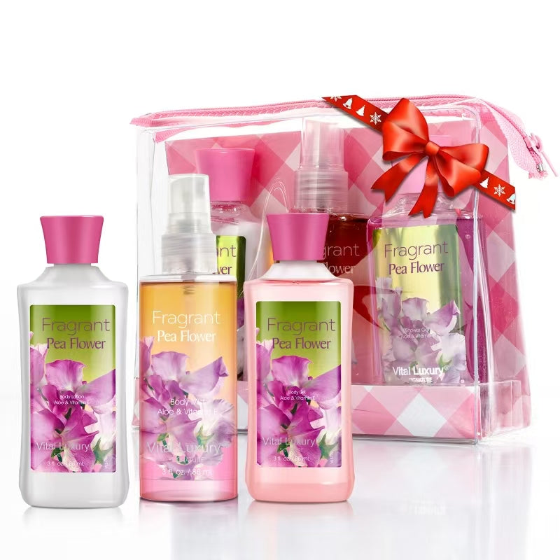 Bath and Body Gift Set, Pea Flower Spa Set-3PCS
