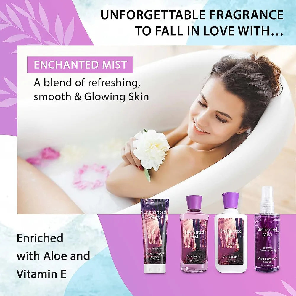 Bath and Body Gift Set, Enchanted Mist Spa Set-4PCS