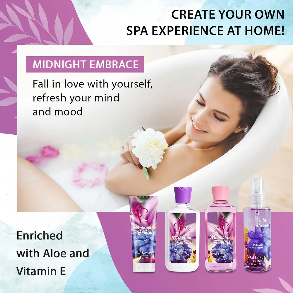 Bath and Body Gift Set, Midnight Embrace Spa Set-4PCS