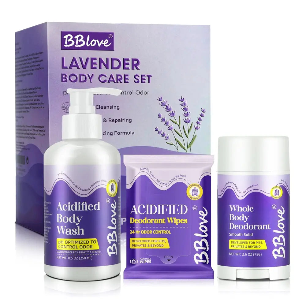 Whole body deodorant set acidified body care kit