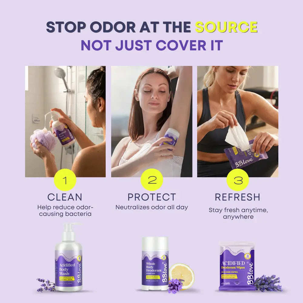 acidified whole body odor control set 3 step deodorant set